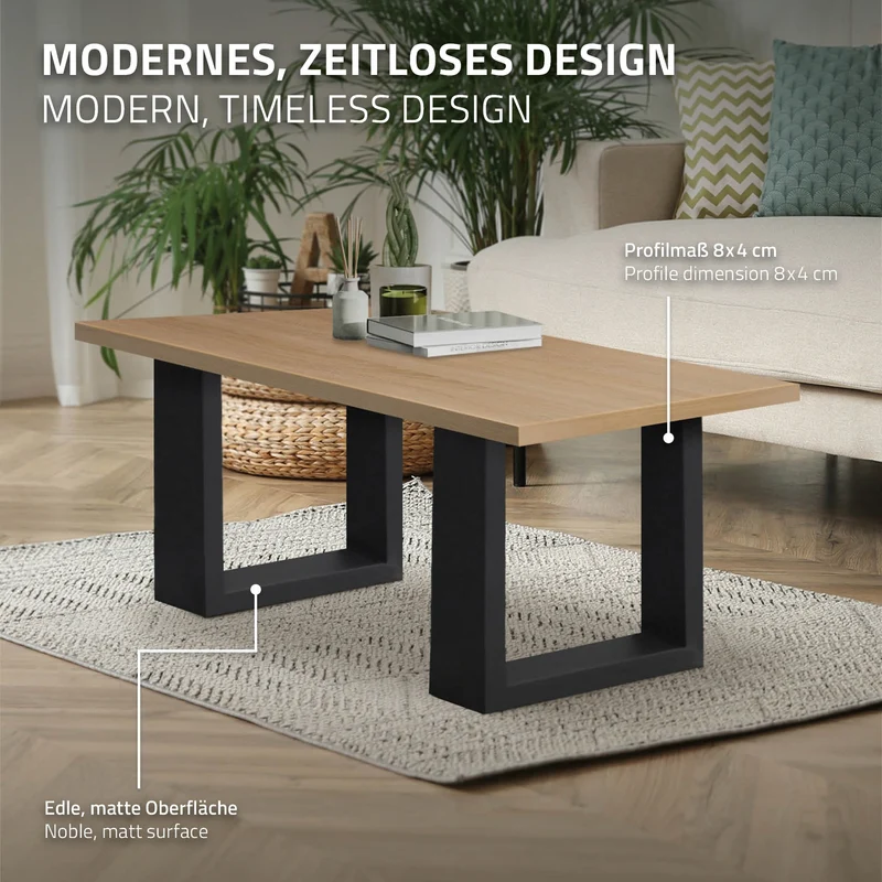 2x Tischbeine Bankkufen aus Vierkantprofilen 40x43 cm Schwarz pulverbeschichtete Stahl
