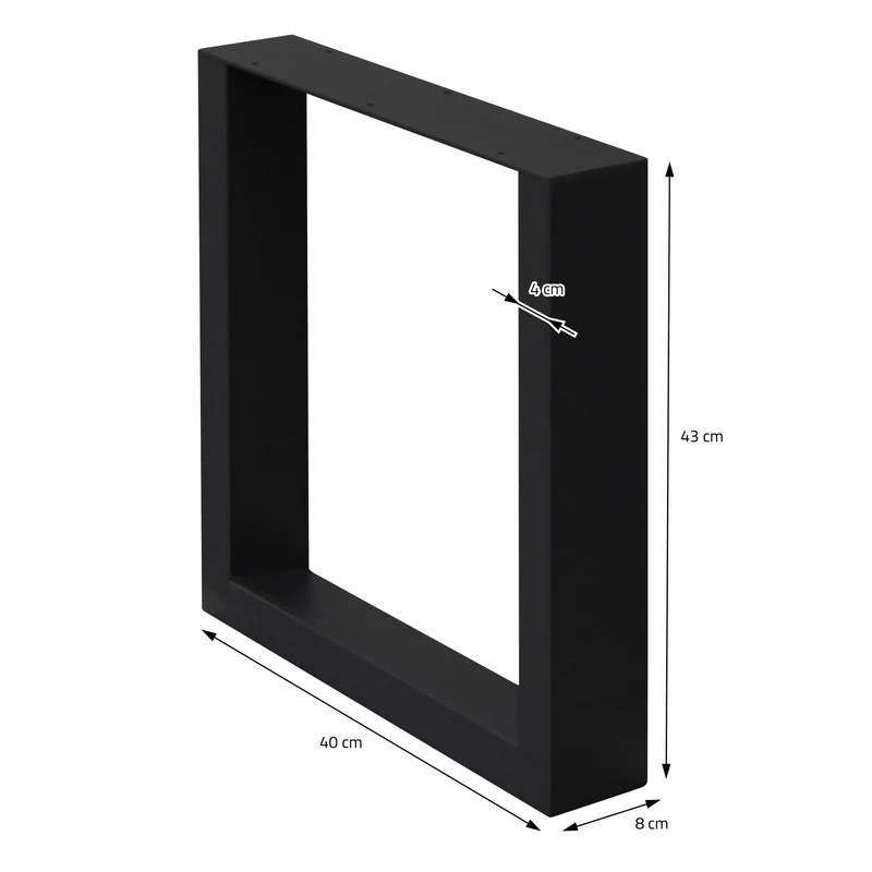 2x Tischbeine Bankkufen aus Vierkantprofilen 40x43 cm Schwarz pulverbeschichtete Stahl