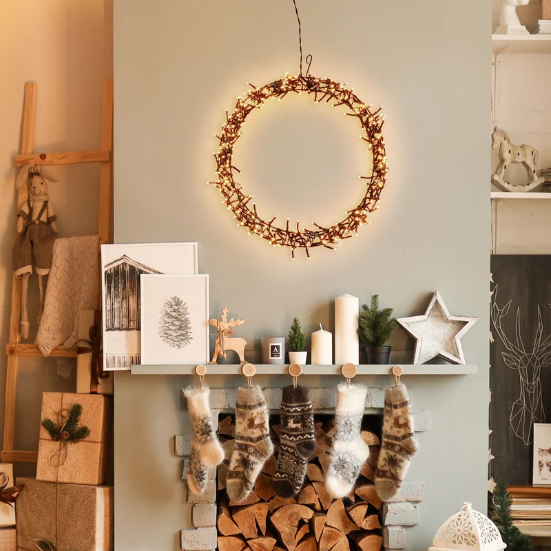 Lichterkranz für Weihnachten Ø38cm Warmweiß 300 LEDs IP44 Innen/Außen