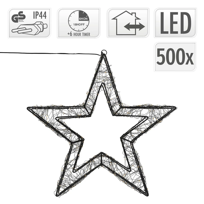 LED Weihnachtsstern 38 cm mit 500 extra-warmweißen LEDs und Timer für Innen und Außen IP44 Spritzwassergeschützt