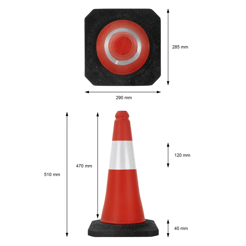 12er Set Verkehrsleitkegel Verkehrshütchen Pylone beschwert 51cm Rot/Weiß mit schwerem Fuß