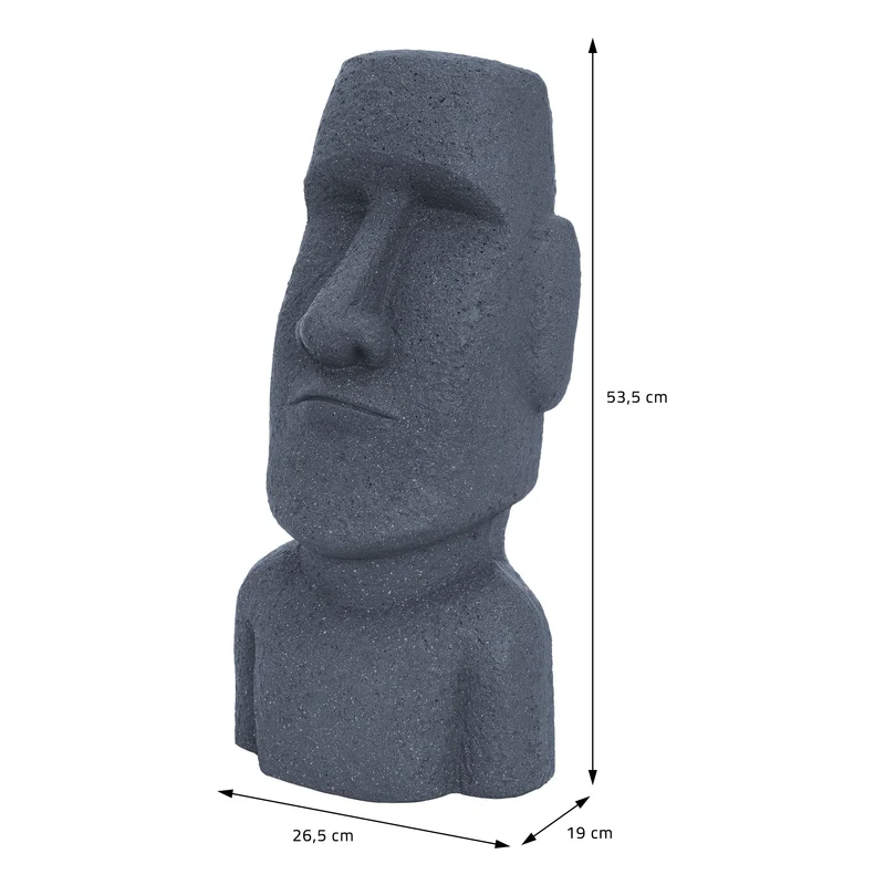 Moai Rapa Nui Kopf Figur 26,5x19x53,5 cm Grau aus Kunstharz Polyresin