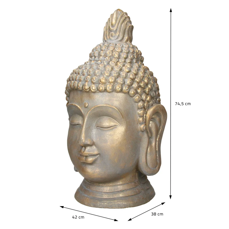 Buddha Kopf Figur 42x38x74,5 cm bronze aus Kunststein