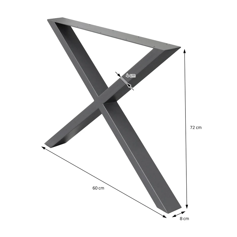 2x Tischkufen X-Design 60x72 cm Anthrazit pulverbeschichtete Stahl Tischgestell für Esstisch & Schreibtisch