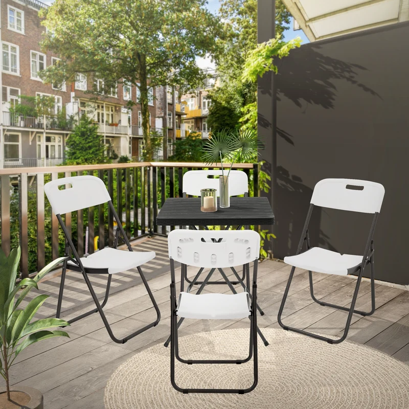 4er Set Balkonstuhl Klappbar Kunststoff Weiß Bistrostuhl Gartenstuhl
