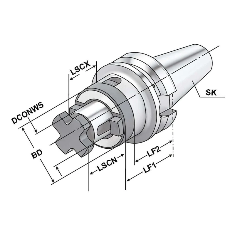 Combination Shell Mill Arbor BT 40 - 16 - 55 ~ ISO 7388-2 JD/JF [JIS B 6339 AD/B] | DC