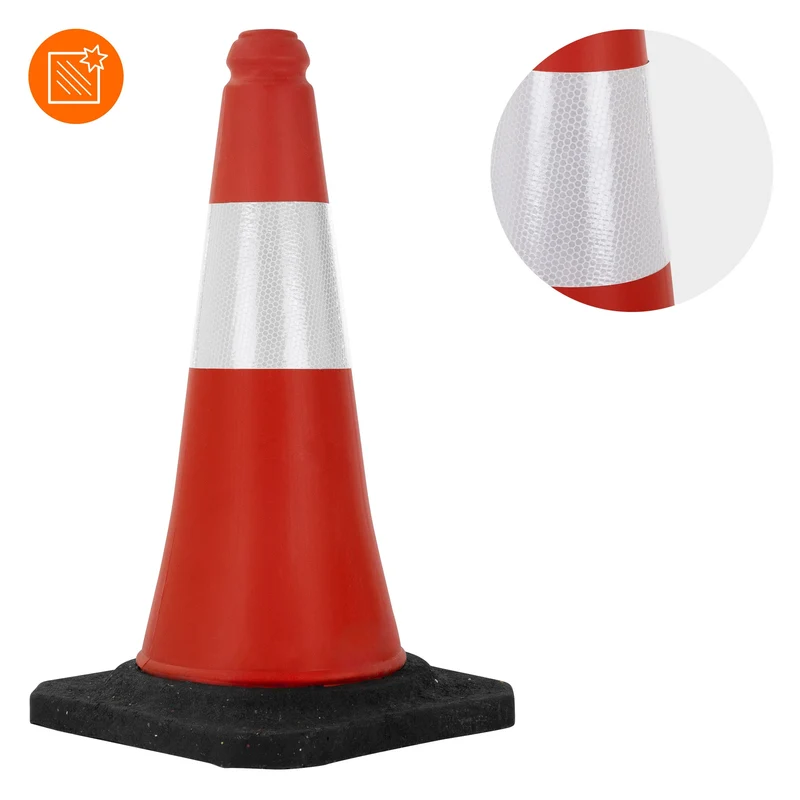 3er Set Verkehrsleitkegel Verkehrshütchen Pylone reflektierend beschwert 51cm Rot/Weiß mit schwerem Fuß