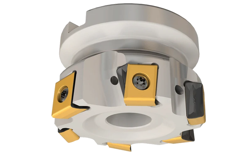 T490 FLN D040-05-16-R-13 90° face mill with tangentially clamped inserts and 4 helical 13 mm long cutting edges