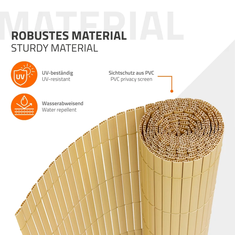 Sichtschutzmatte 80x800 cm Sichtschutzzaun Windschutz Balkonschutz PVC Bambus UV-beständig