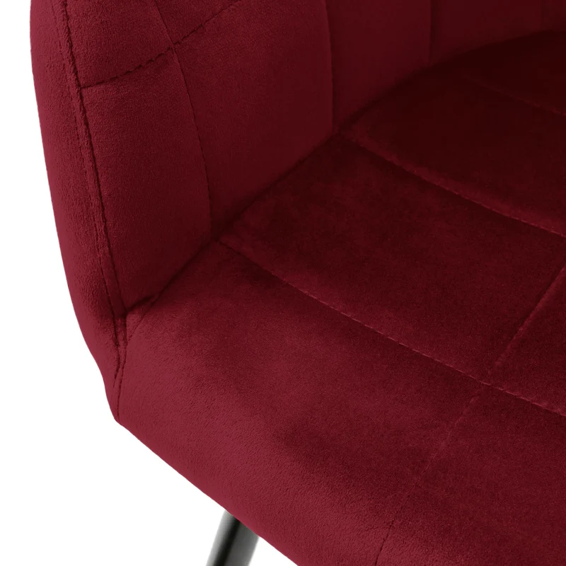 Esszimmerstuhl 8er Set mit Rücken- und Armlehnen Bordeaux/Schwarz Küchenstuhl mit Microfaser-Samtbezug