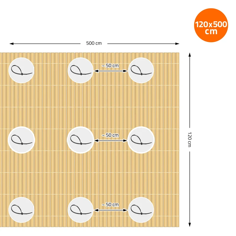 Sichtschutzmatte 120x500 cm Sichtschutzzaun Windschutz Balkonschutz PVC Bambus UV-beständig