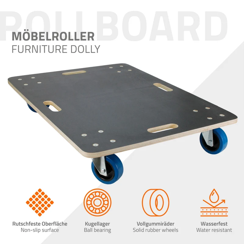 Rollbrett Möbelroller 60 x 80 cm aus Multiplex Traglast 800 kg