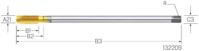PREMUS machine tap, metric, HSSE-V3, TiN, extra long