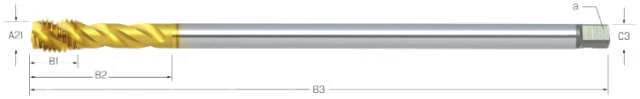 PREMUS machine tap, metric, HSSE-V3, TiN, extra long