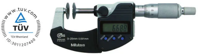 Digital Micrometer MITUTOYO, 323, Disc Measuring Faces, Rotating Spindle