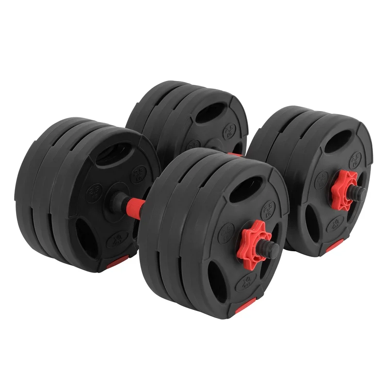 Hantelset Langhantel und Kurzhantel 30 kg 2 in 1 aus PVC und Gummi