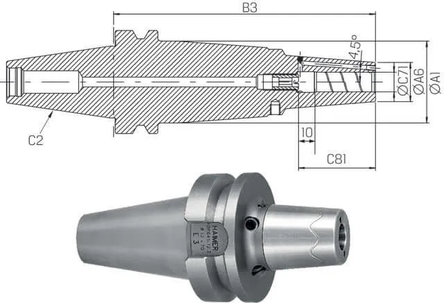 Shrink Fit Chuck with Face Contact HAIMER, Power, extra-long, Cool Jet