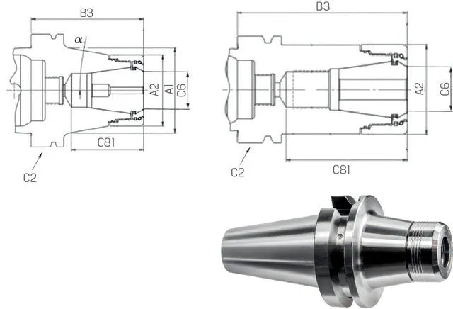 Collet Chuck HDC FAHRION, HDC32, Heavy Duty Chuck, BT with face contact