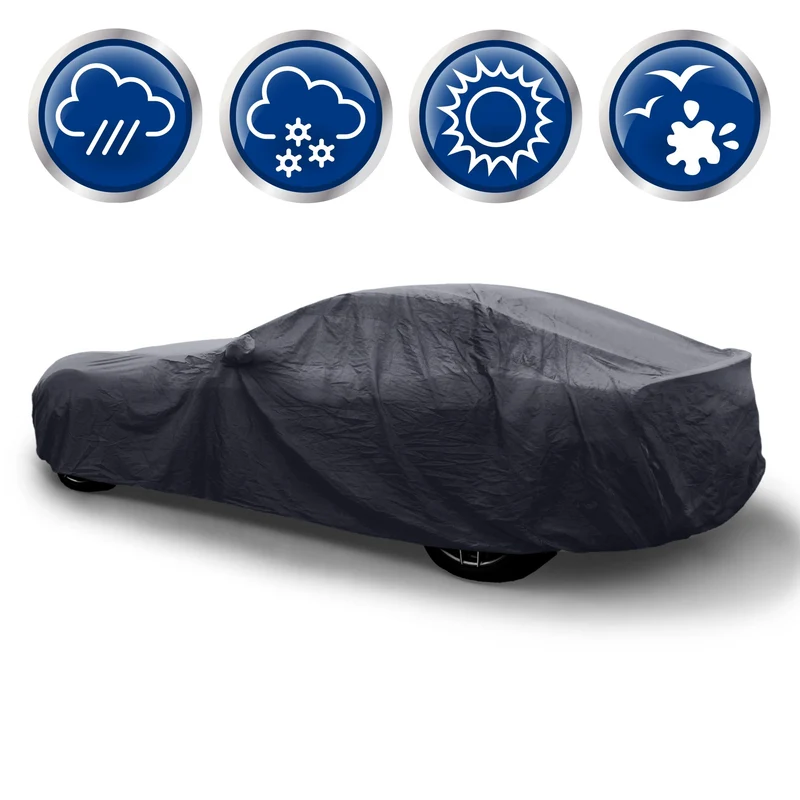 Autoabdeckung für Kleinwagen 406x165x119 cm Schwarz aus PVC Atmungsaktiv