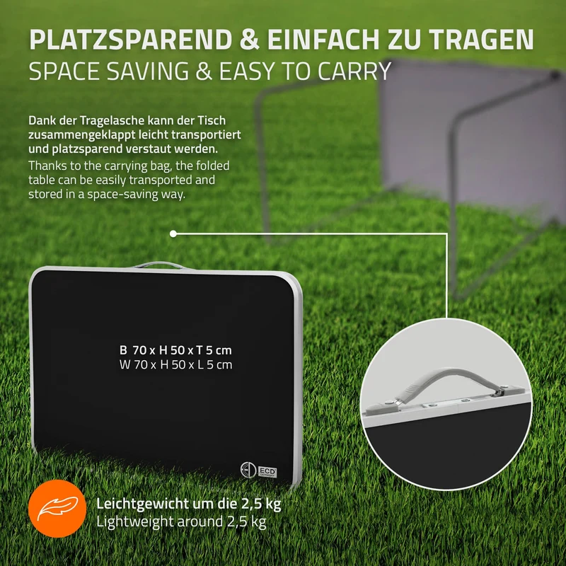 Campingtisch klappbar 70x50x60 cm Schwarz aus Aluminium