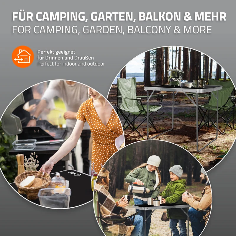 Campingtisch klappbar 70x50x60 cm Schwarz aus Aluminium