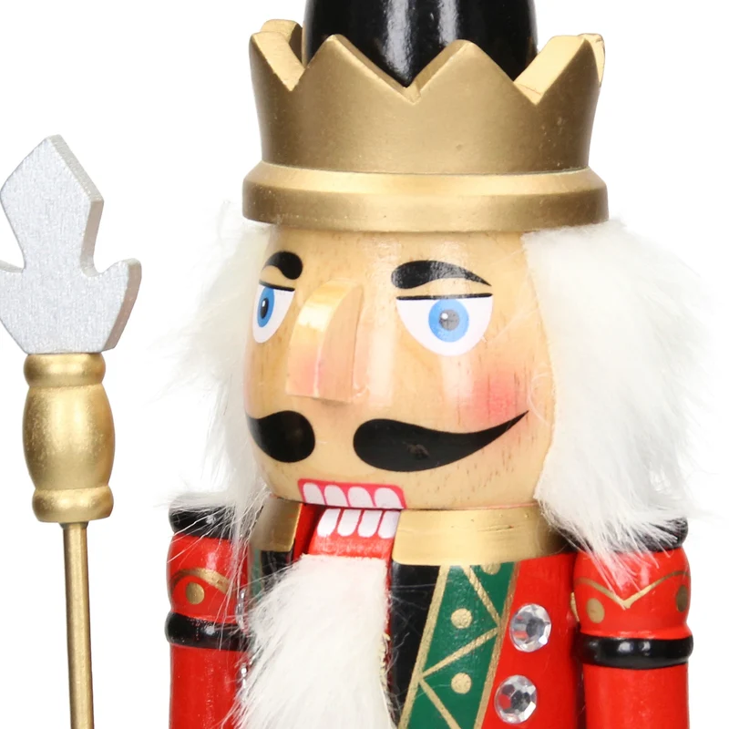 Nussknacker Figur mit schwarze Krone und Zepter 25 cm aus Holz