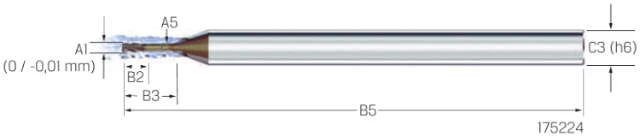 Micro End Mill VHM MIKRON, CrazyMill Cool Micro, 5 × A1, eXedur SNP