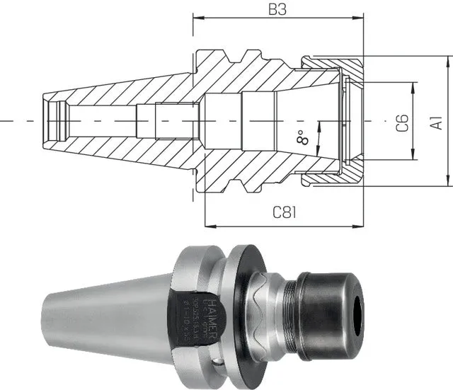 High Precision Collet Chuck with Face Contact HAIMER, HP ultra-short