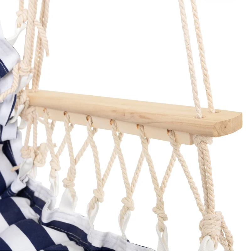 Hängesessel Blau/Weiß 45x100x43 cm aus Baumwolle/Hartholz belastbar bis 120 kg