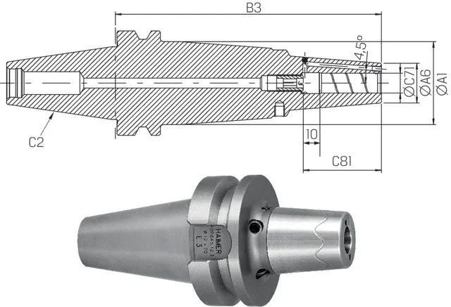 Shrink Fit Chuck with Face Contact HAIMER, Power, extra-long, Cool Jet