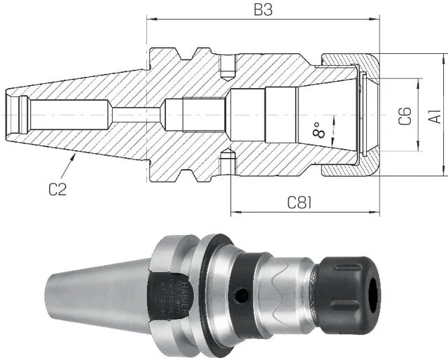 Collet chuck with face contact HAIMER, Power, short