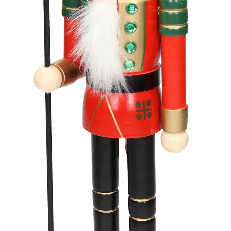 Nussknacker Soldat mit schwarzem Hut und Fahne 38 cm aus Holz