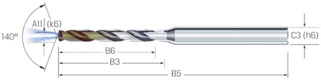 Micro Drill VHM MIKRON, 6 × A11, eXedur SNP, IK