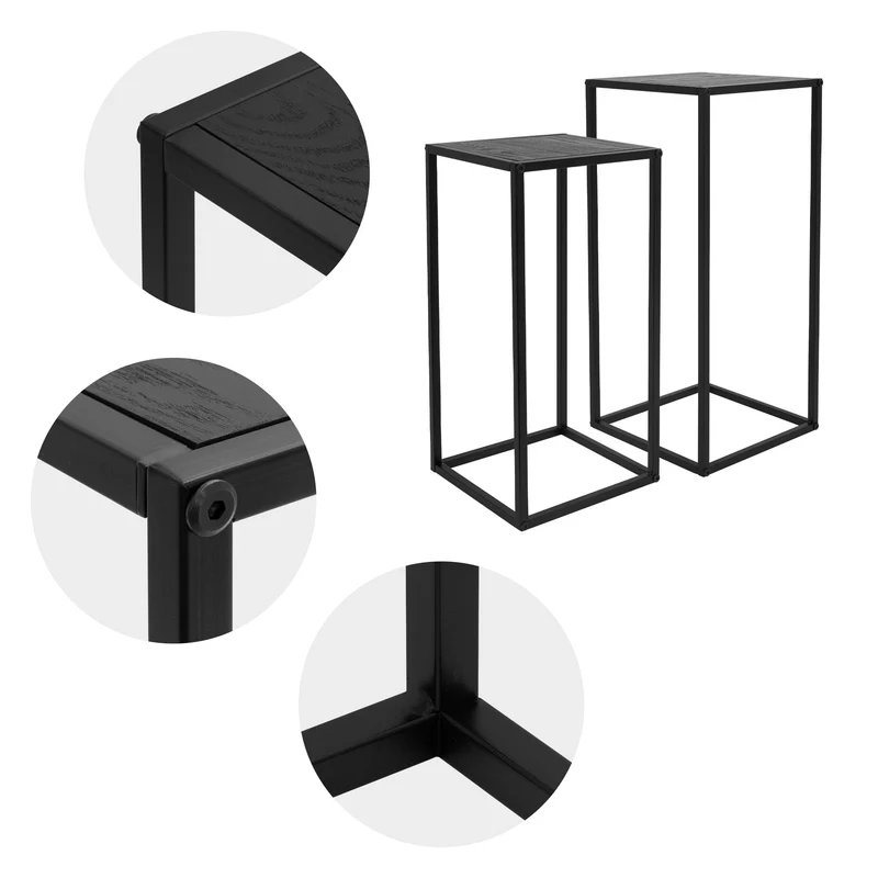 Blumenständer 2er Set Schwarz aus Metall Pflanzenständer
