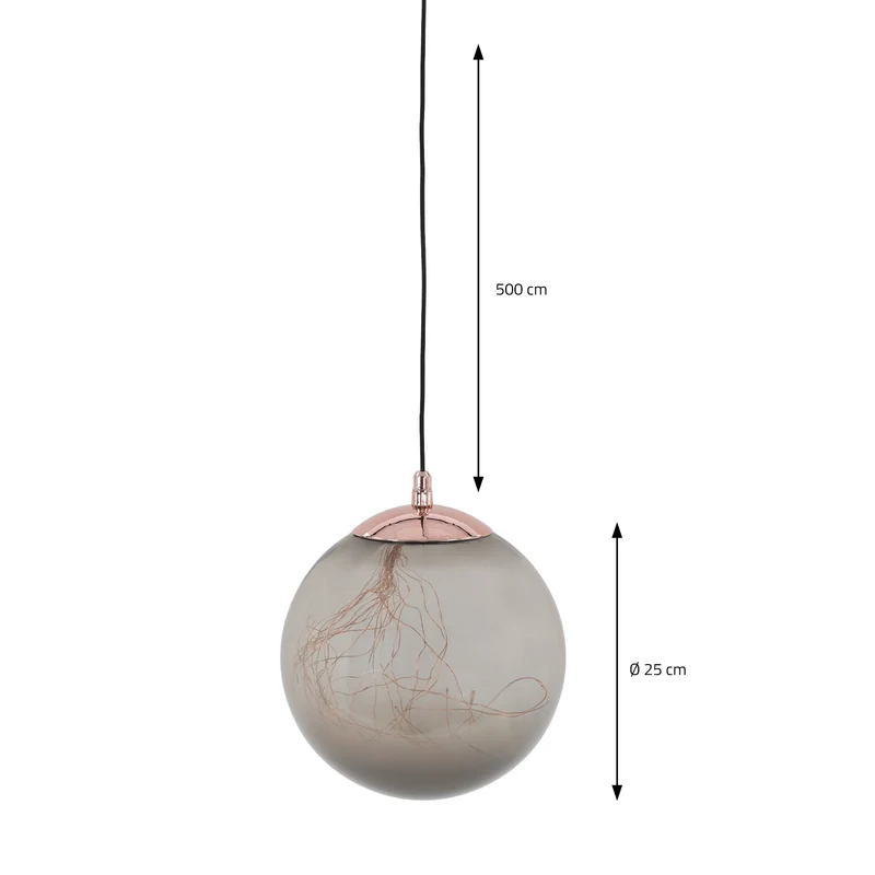 LED Weihnachtskugel mit warmweißen LEDs Ø 25 cm Grau aus Glas
