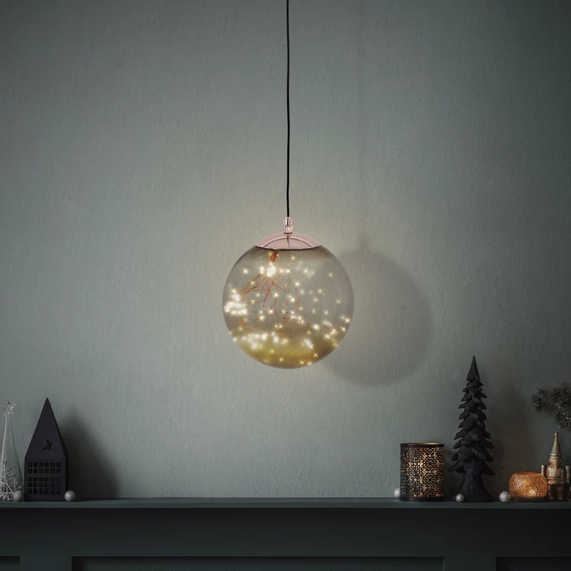 LED Weihnachtskugel mit warmweißen LEDs Ø 25 cm Grau aus Glas