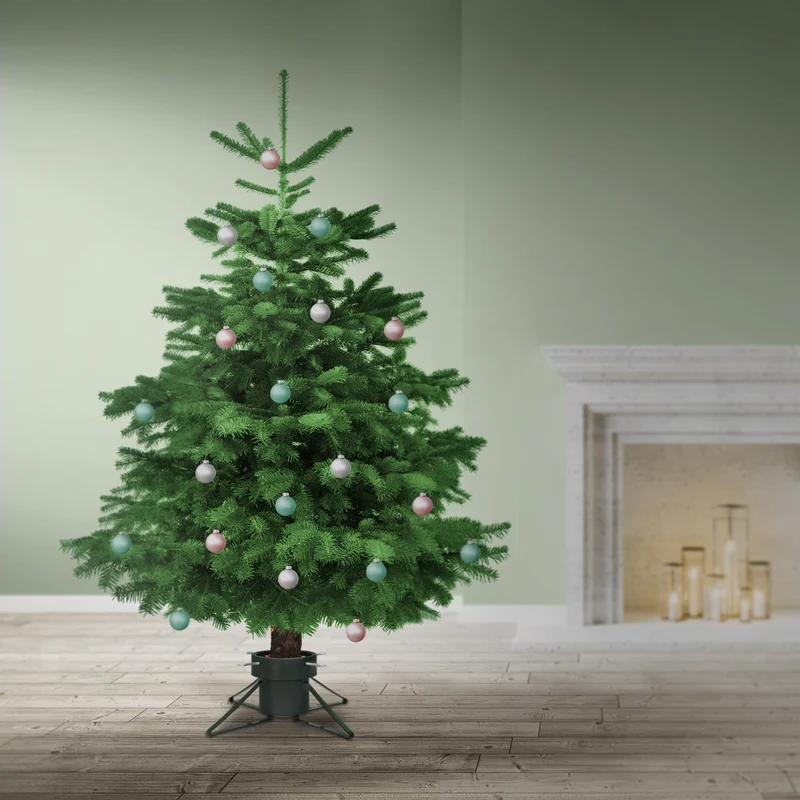 Weihnachtsbaumständer mit Wasserschale Dunkelgrün aus Metall für Bäume bis 210 cm