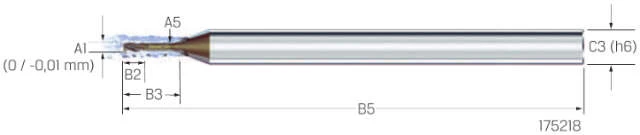 Micro End Mill VHM MIKRON, CrazyMill Cool Micro, 5 × A1, eXedur SNP