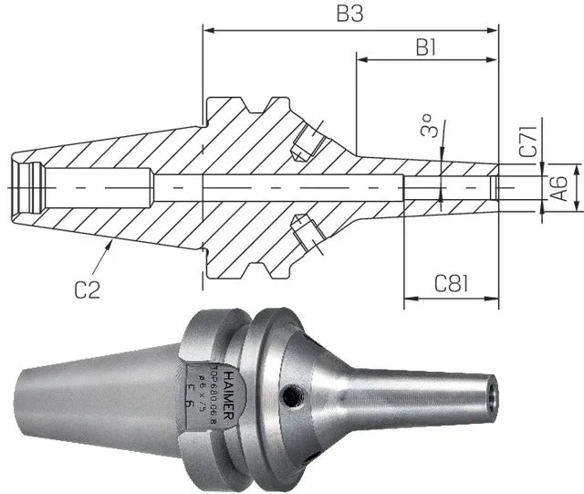 Shrink fit chuck with face contact HAIMER, Power Mini, ZG130 extra slim