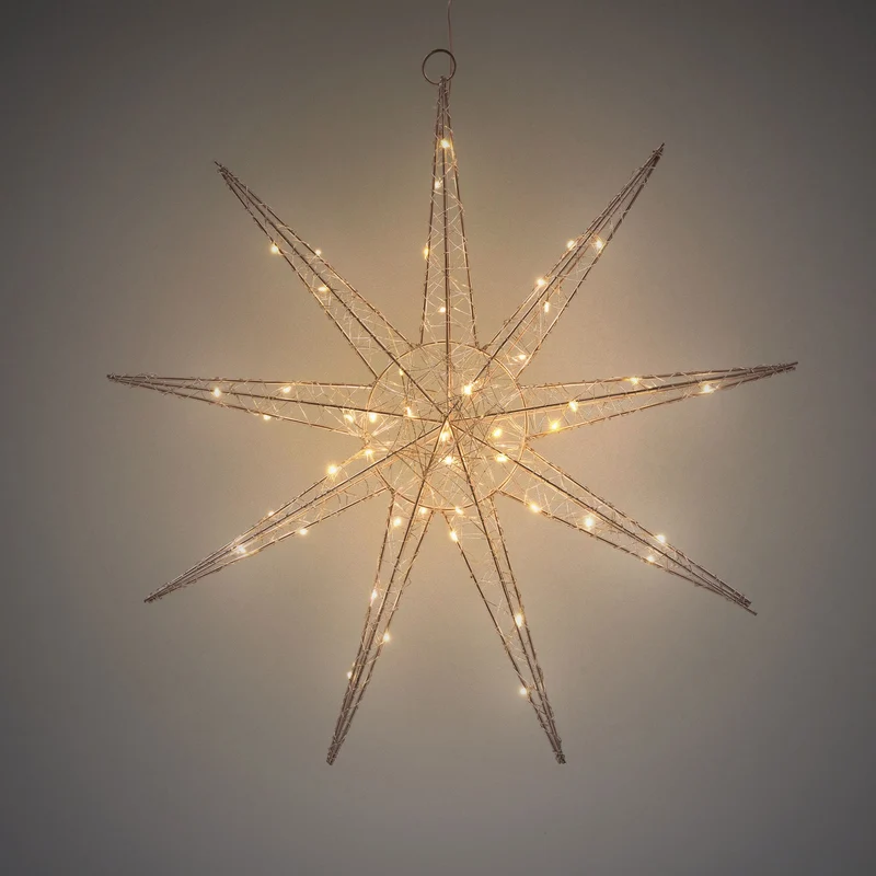 LED Weihnachtsstern 50 cm Gold aus Metall mit warmweißen LEDs