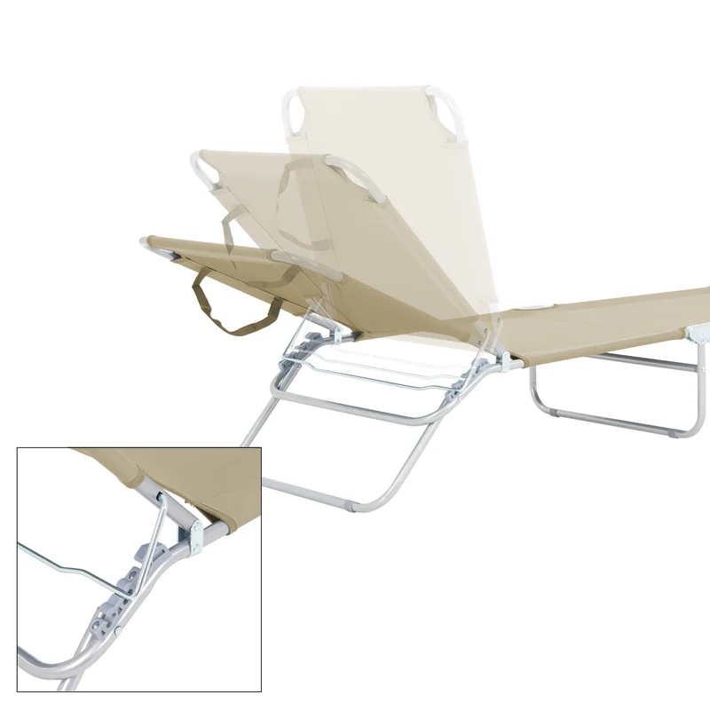 Sonnenliege Creme, 200x56 cm, mit Rahmen aus Aluminium