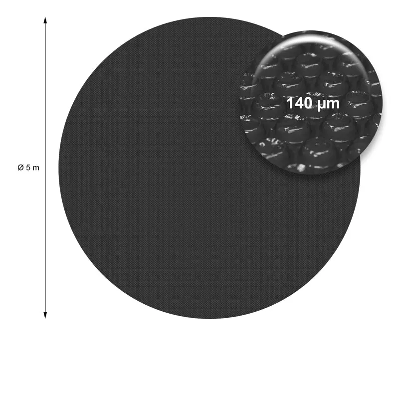 Pool Solarfolie Rund Ø 5 m 140µm Schwarz aus PE-Folie mit Luftkammern