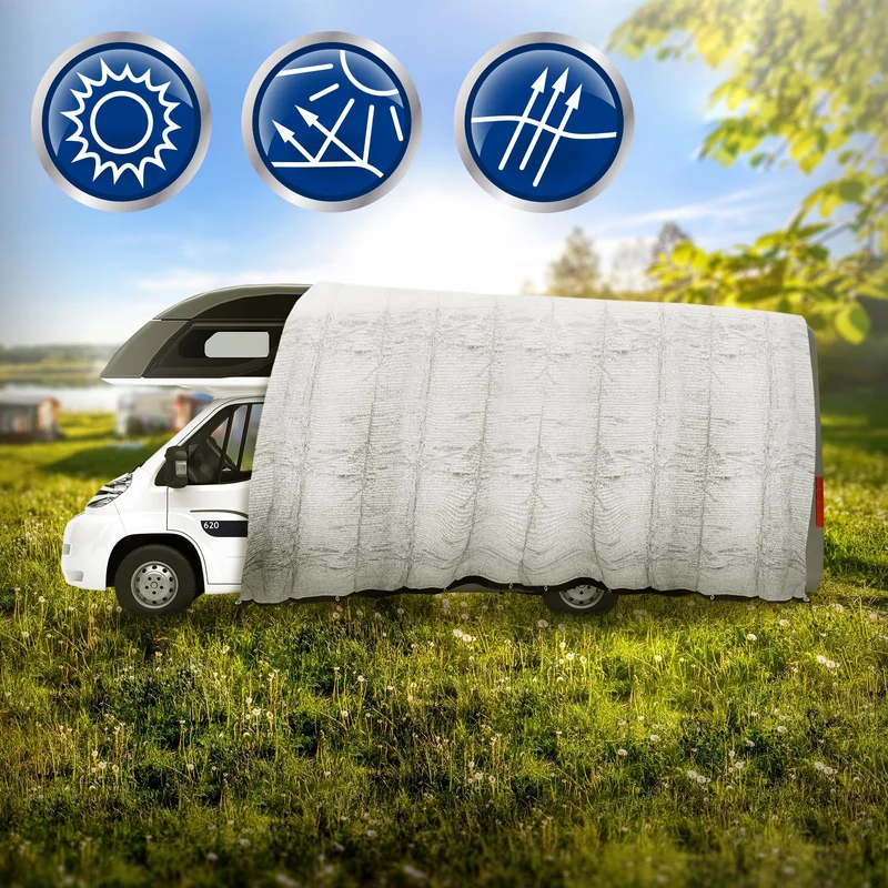 Schattennetz für Kombis und Vans 4x8 m Silber/Schwarz aus Polyethylen