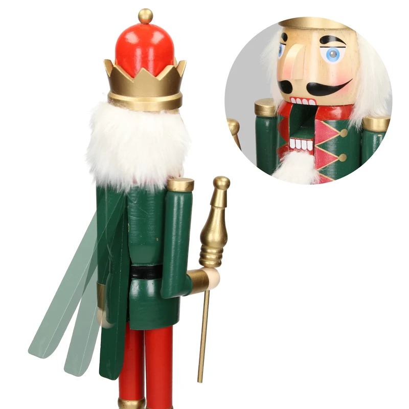Nussknacker Soldat mit roter Krone und Zepter 50 cm aus Holz