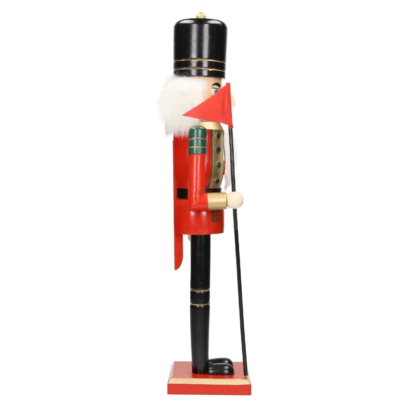 Nussknacker Soldat mit schwarzem Hut und Fahne 50 cm aus Holz