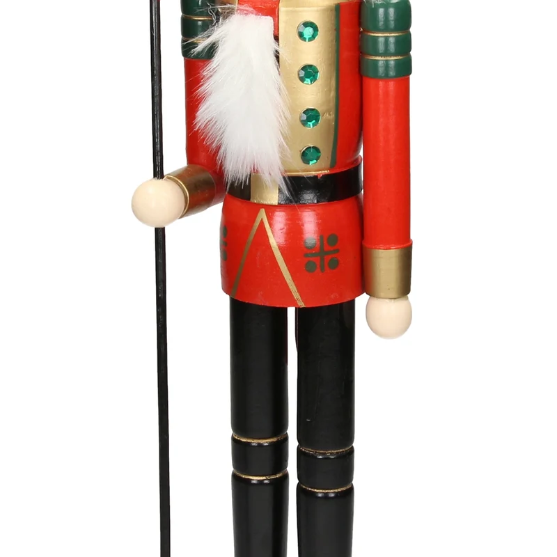 Nussknacker Soldat mit schwarzem Hut und Fahne 50 cm aus Holz