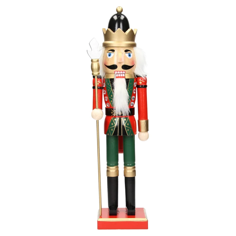 Nussknacker Soldat mit schwarzer Krone und Zepter 38 cm aus Holz