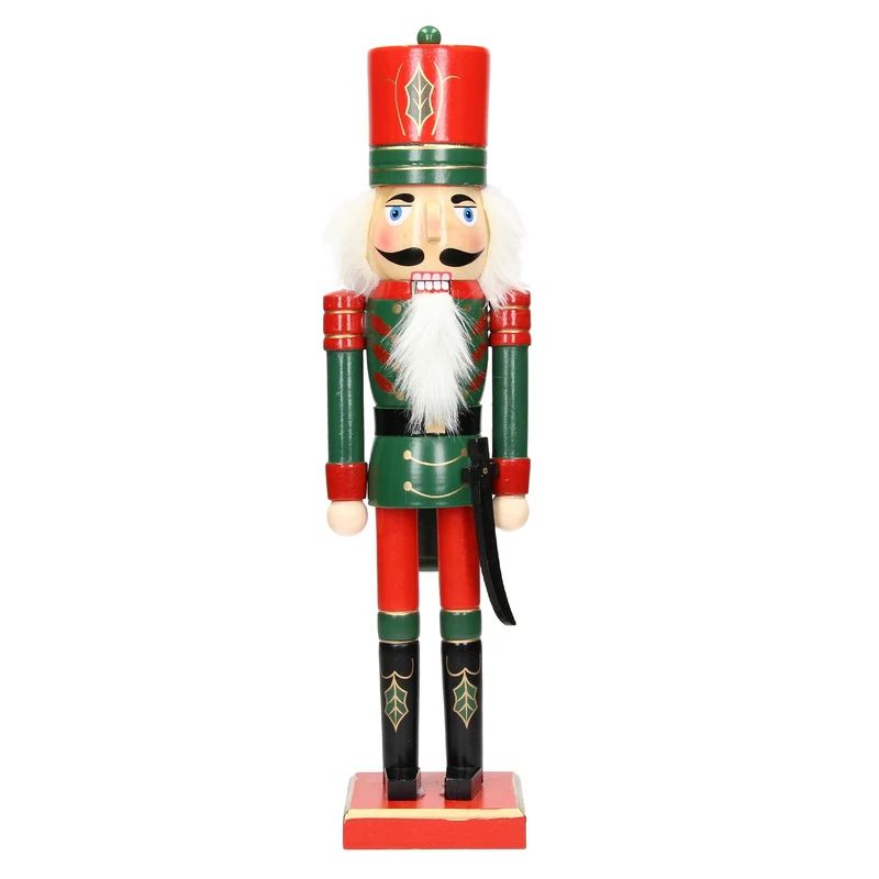 Nussknacker Soldat mit rotem Hut und Säbel 38 cm aus Holz