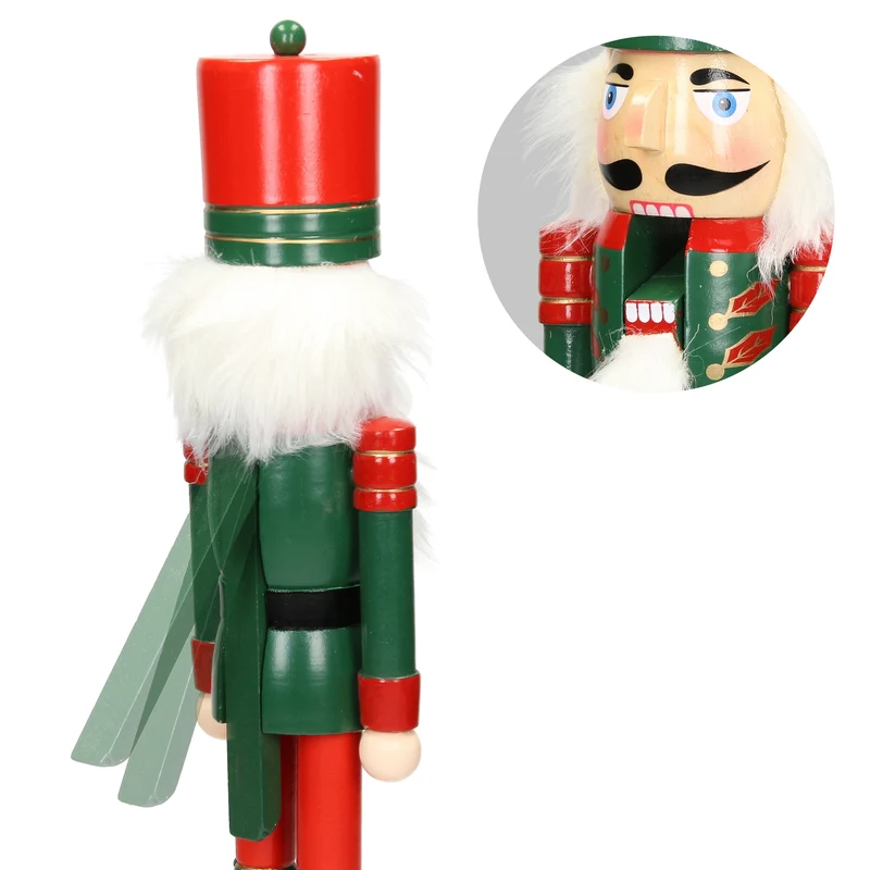 Nussknacker Soldat mit rotem Hut und Säbel 38 cm aus Holz