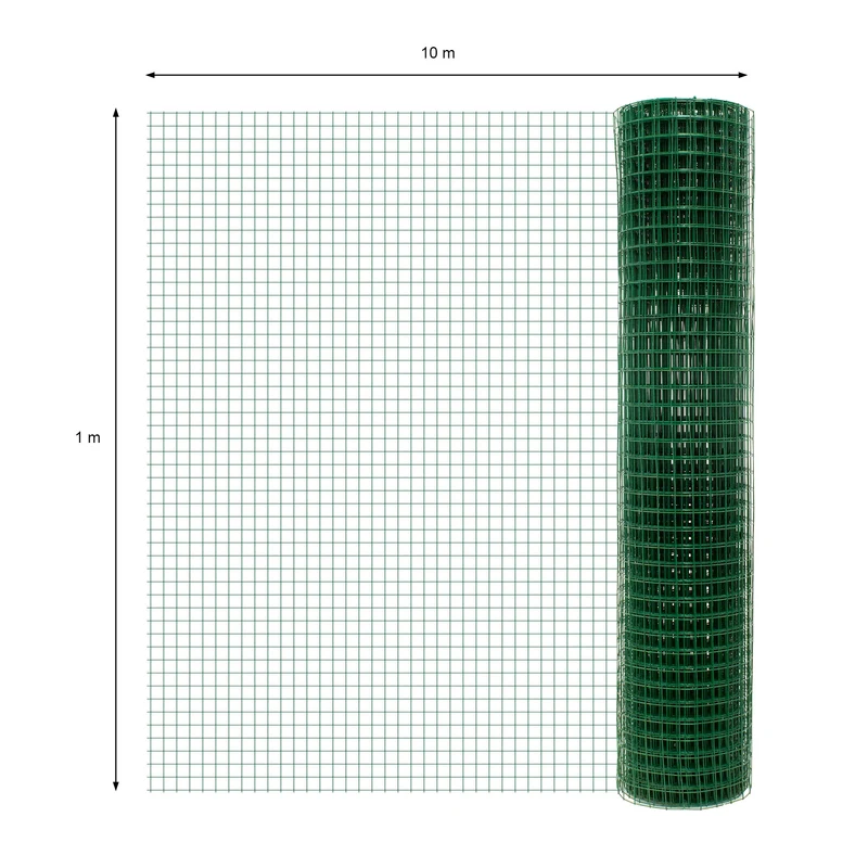 Volierendraht Grün aus verzinktem Stahl 1x10m Drahtstärke 1,05mm Maschenweite 25x25mm